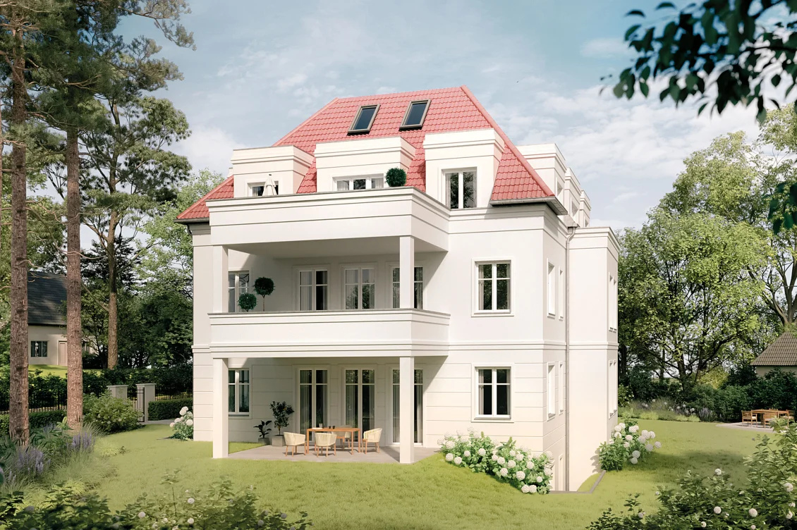 Gartenansicht der Villa Auber Steig.