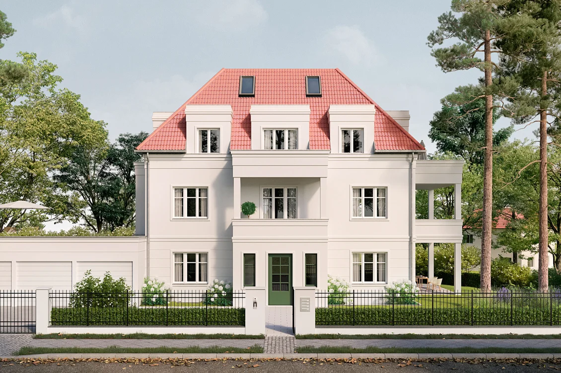 Straßenansicht der Villa Auber Steig.